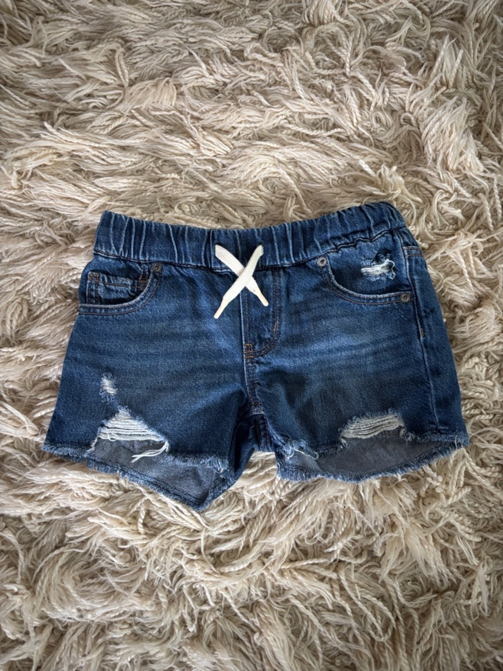 GAP Girls Dark Blue Distressed Denim Shorts